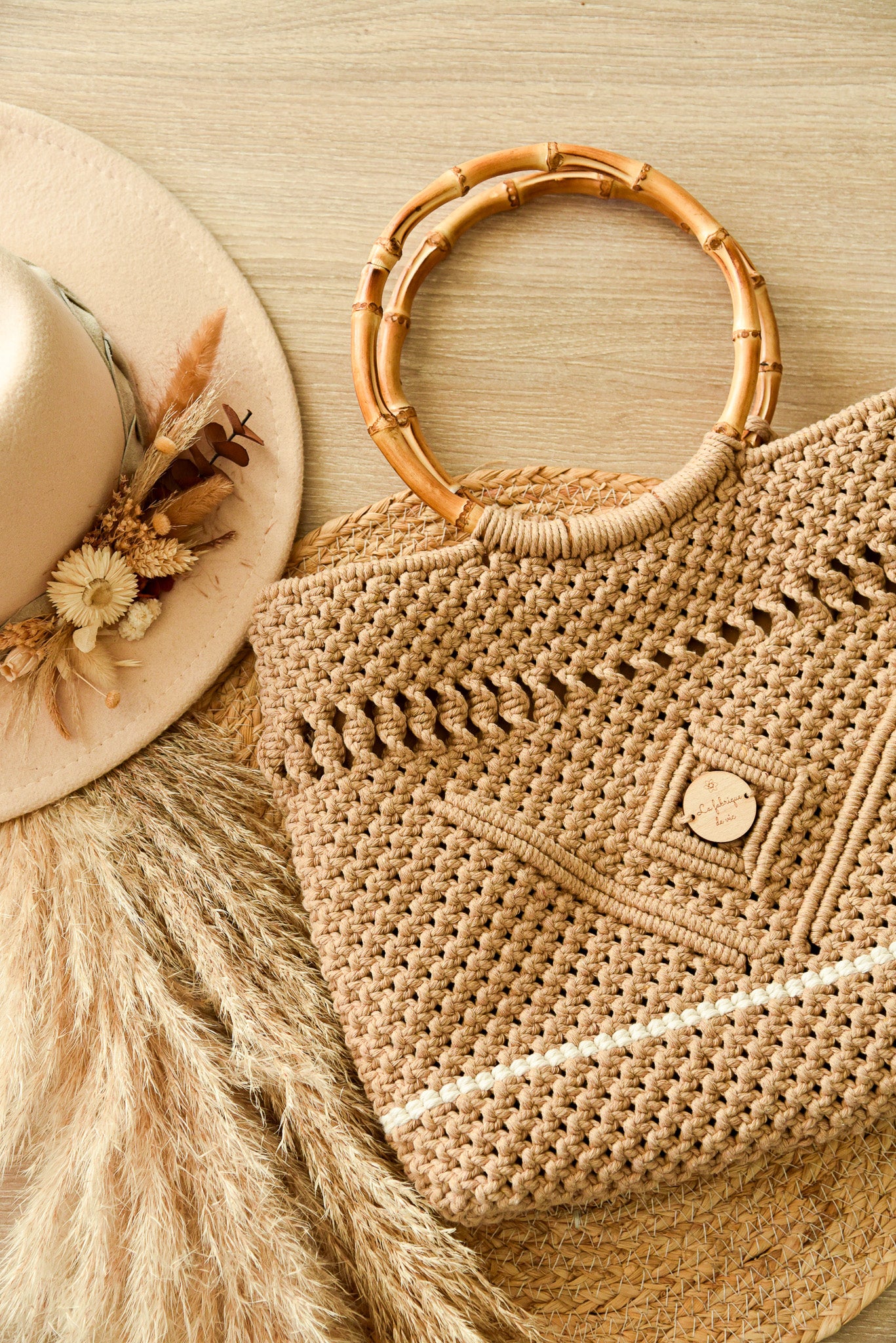 Sac à main macramé grand modèle bambou (modèle n°2)