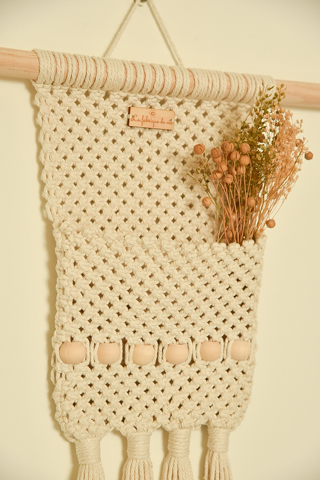 Suspension vide poche macramé