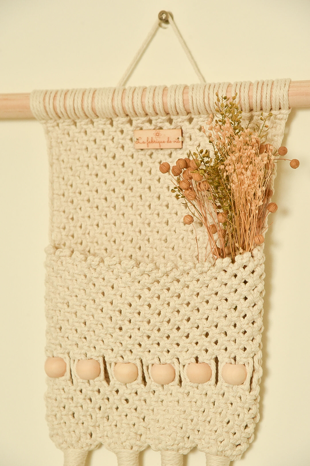 Suspension vide poche macramé