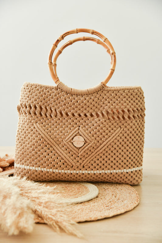 Sac à main macramé grand modèle bambou (modèle n°2)