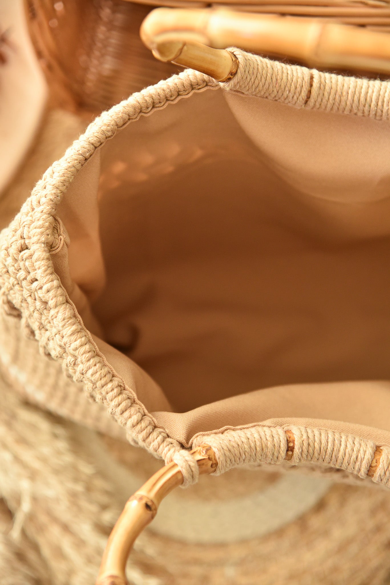 Sac à main macramé grand modèle bambou (modèle n°2)