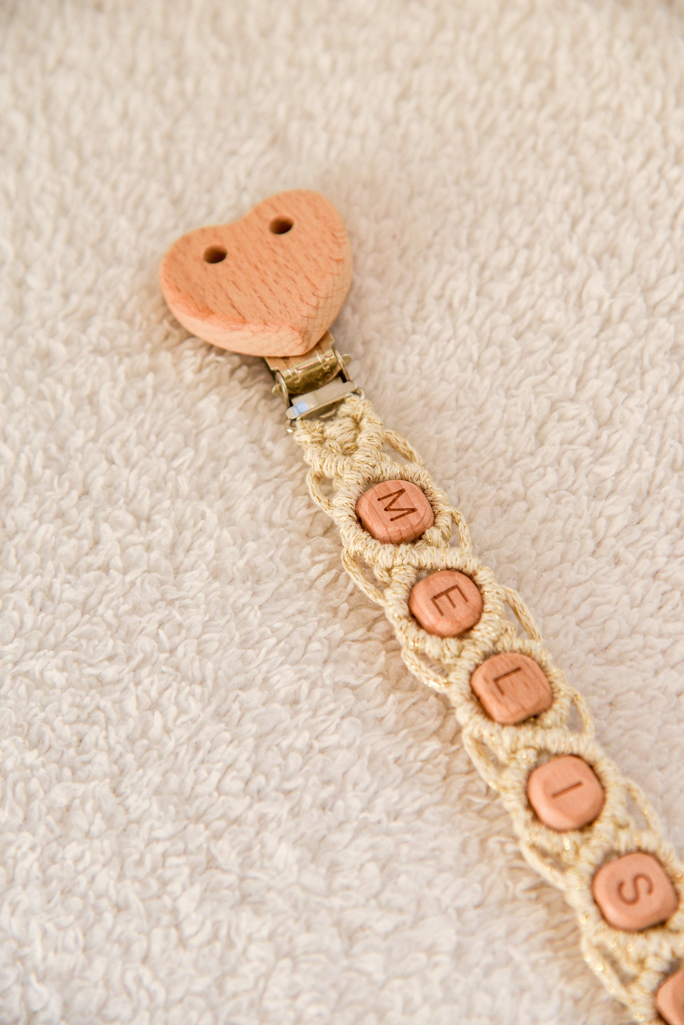 Attache tétine pailletée personnalisable