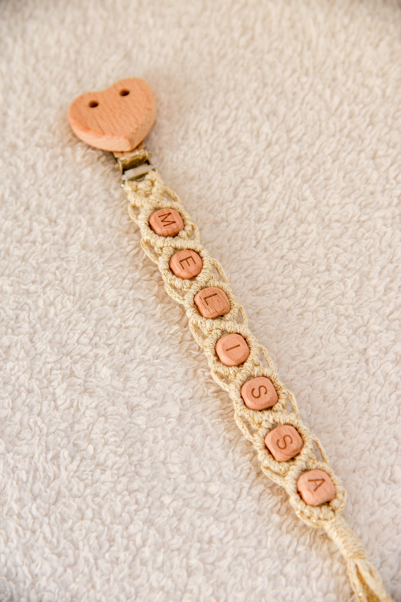 Attache tétine pailletée personnalisable