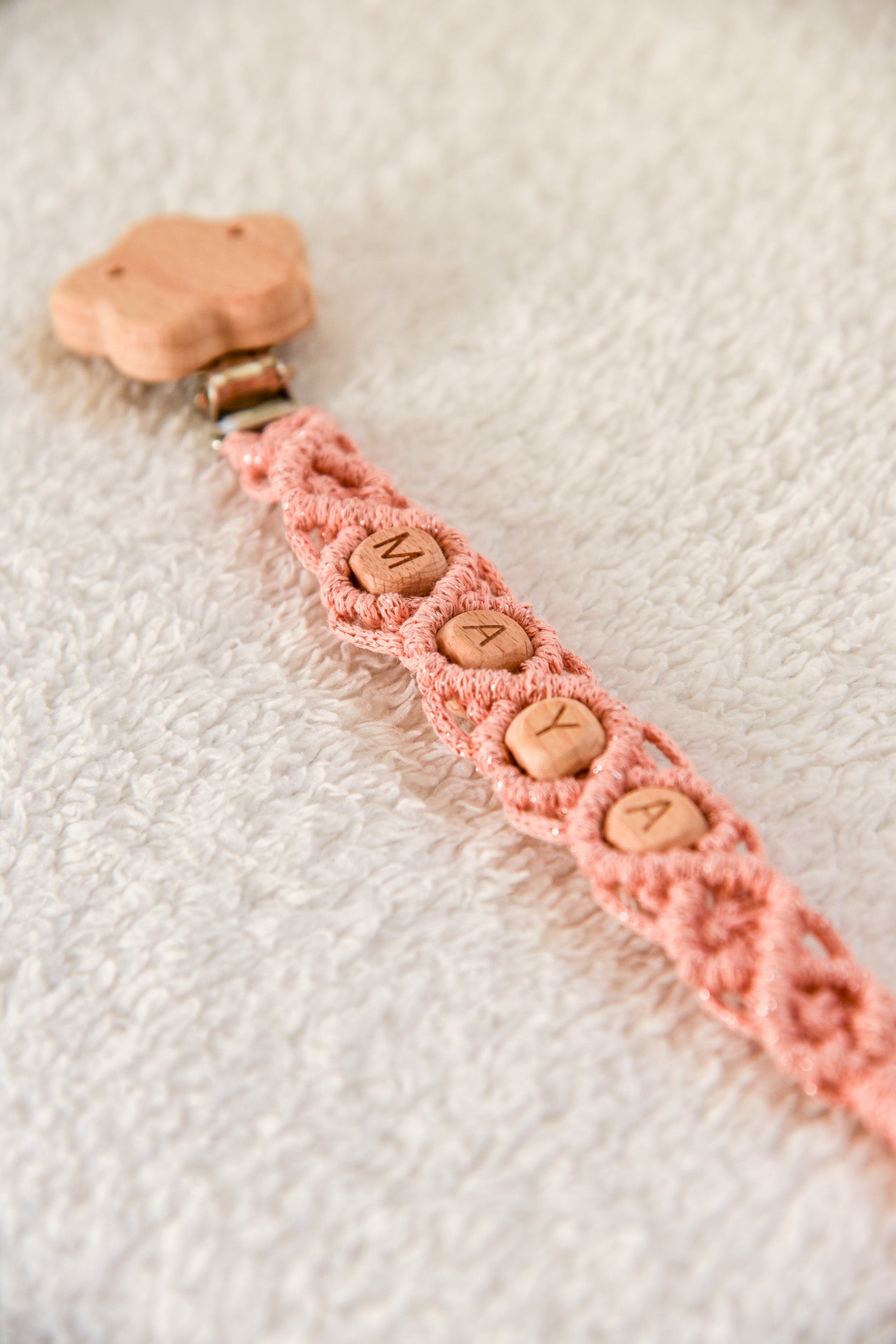 Attache tétine pailletée personnalisable