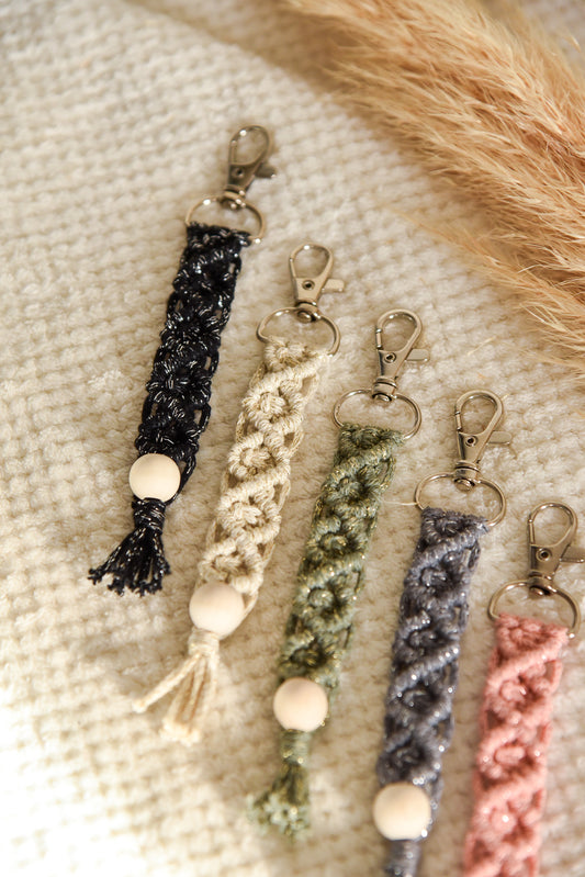 Porte clé macramé pailleté simple