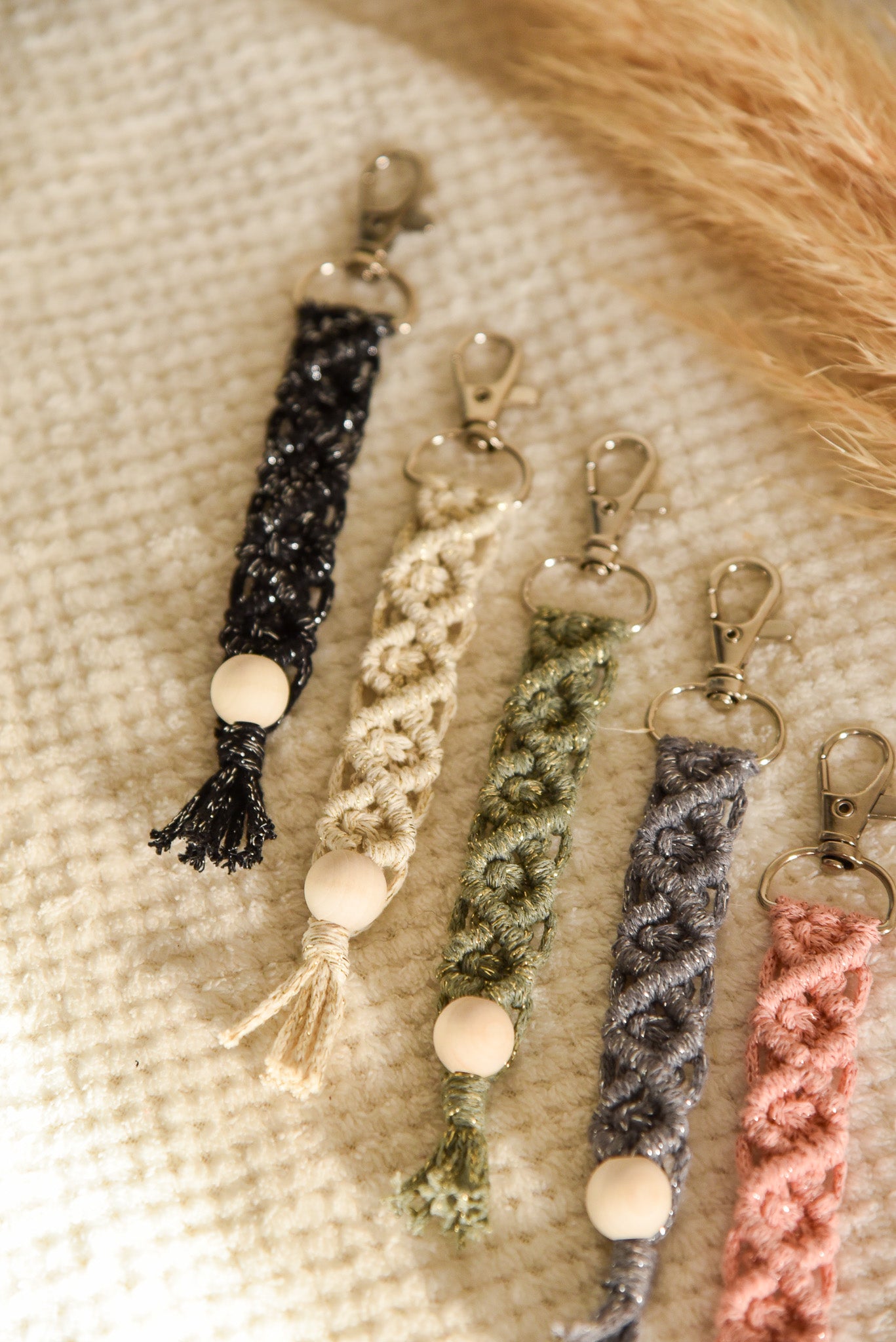 Porte clé macramé pailleté personnalisable