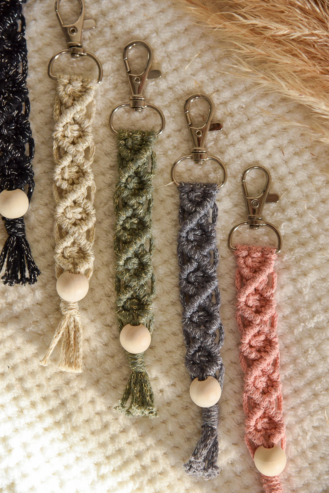 Porte clé macramé pailleté simple