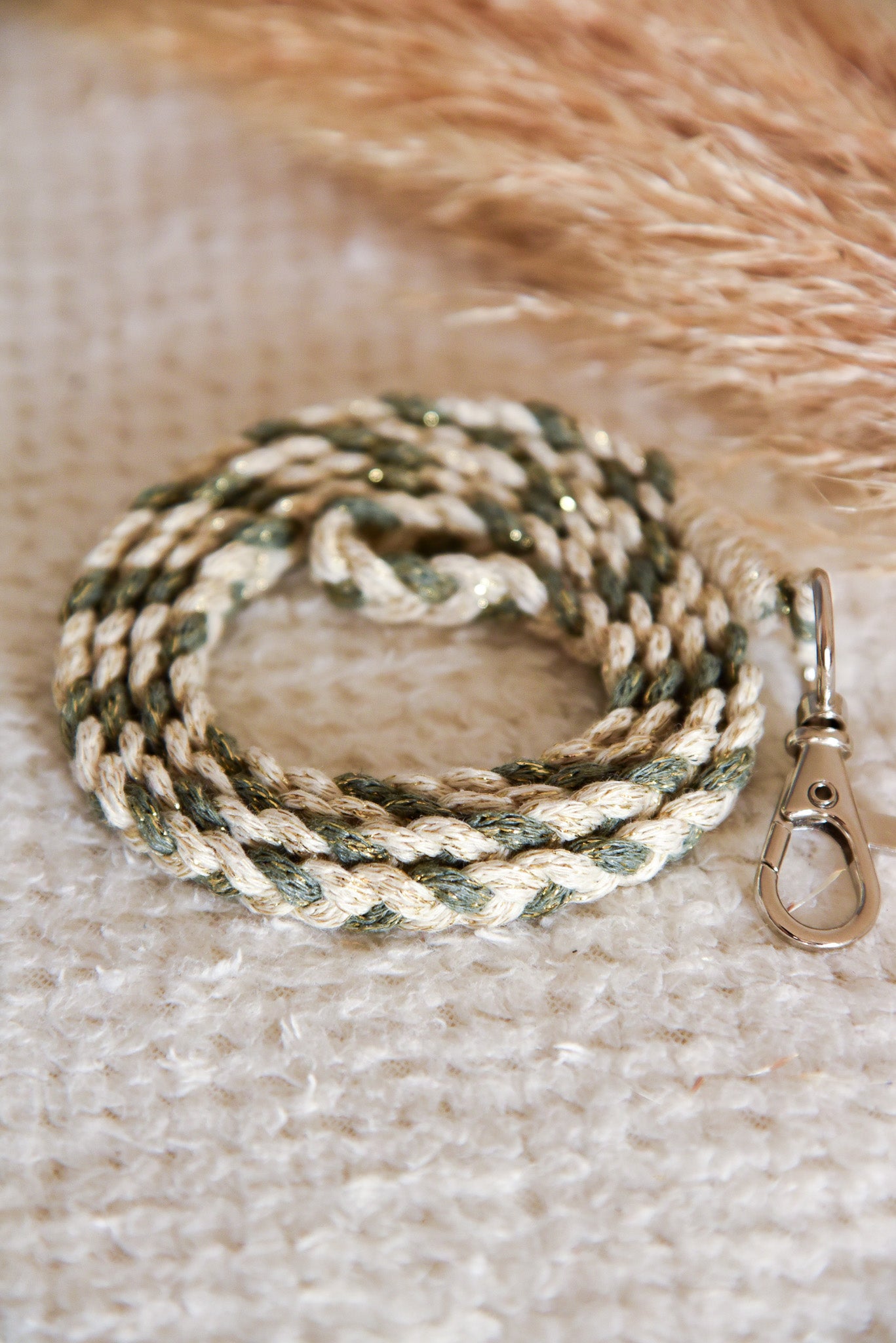 Collier attache téléphone GRAND MODELE pailleté bi-color