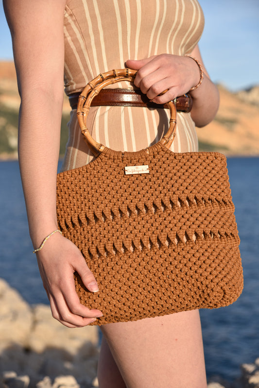 Sac à main macramé grand modèle bambou