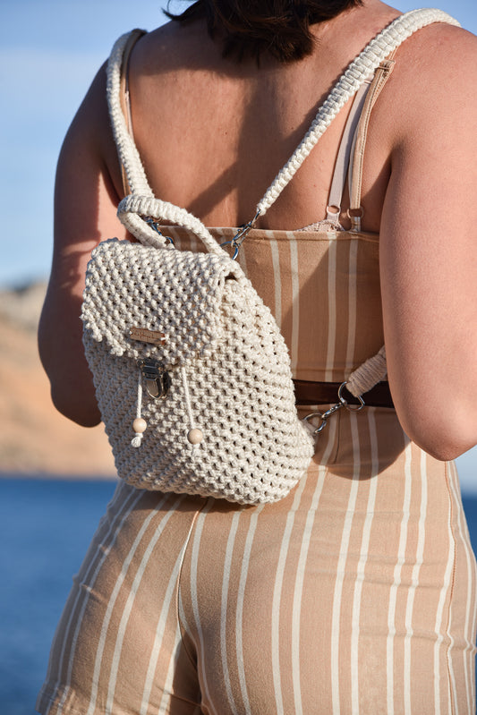 Sac à dos blanc écru