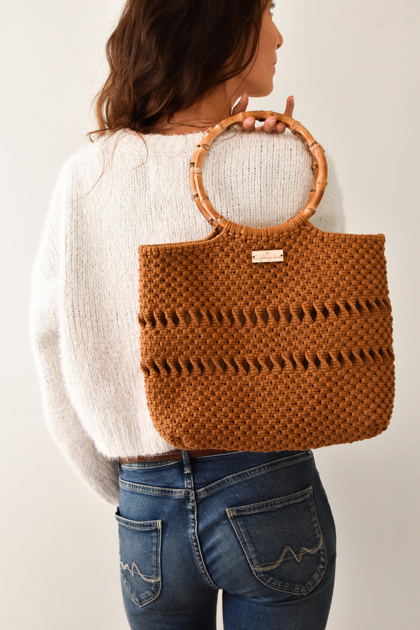 Sac à main macramé grand modèle bambou